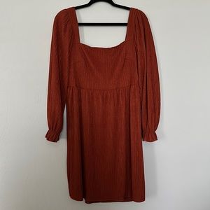 SHEIN Rust Plisse Knit Dress